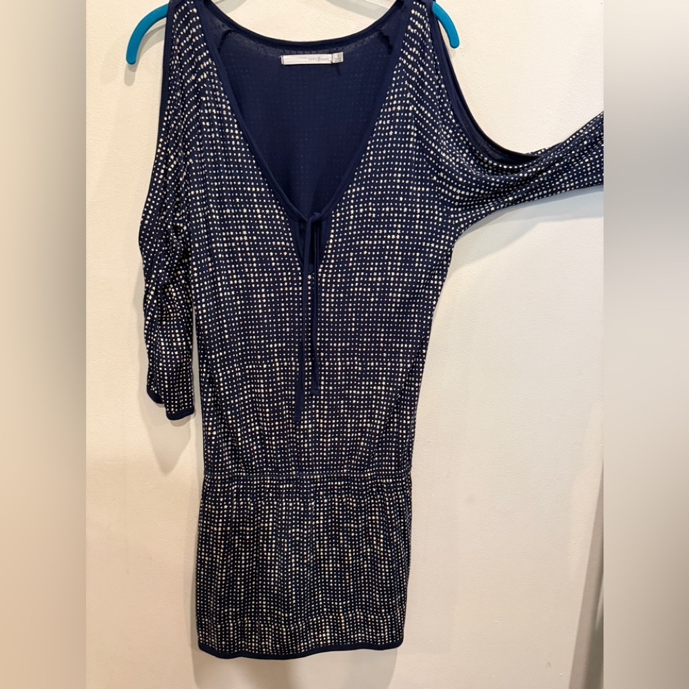 Grey State Swim Cover Navy Stars Open Shoulder Fun Dress